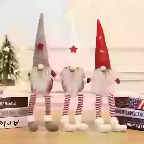 Red White & Grey Stripe and Stars Gnomes